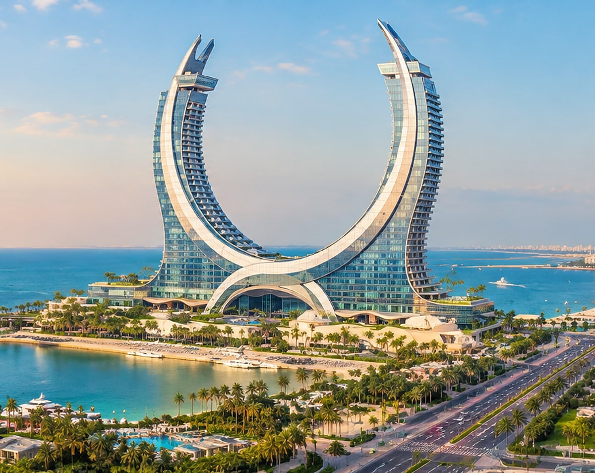 Katara Towers and the marina at Lusail, Qatar
